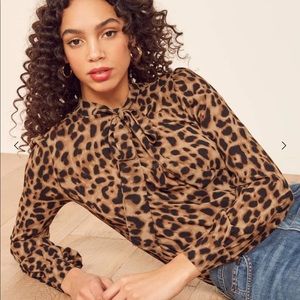 Reformation leopard shirt XS